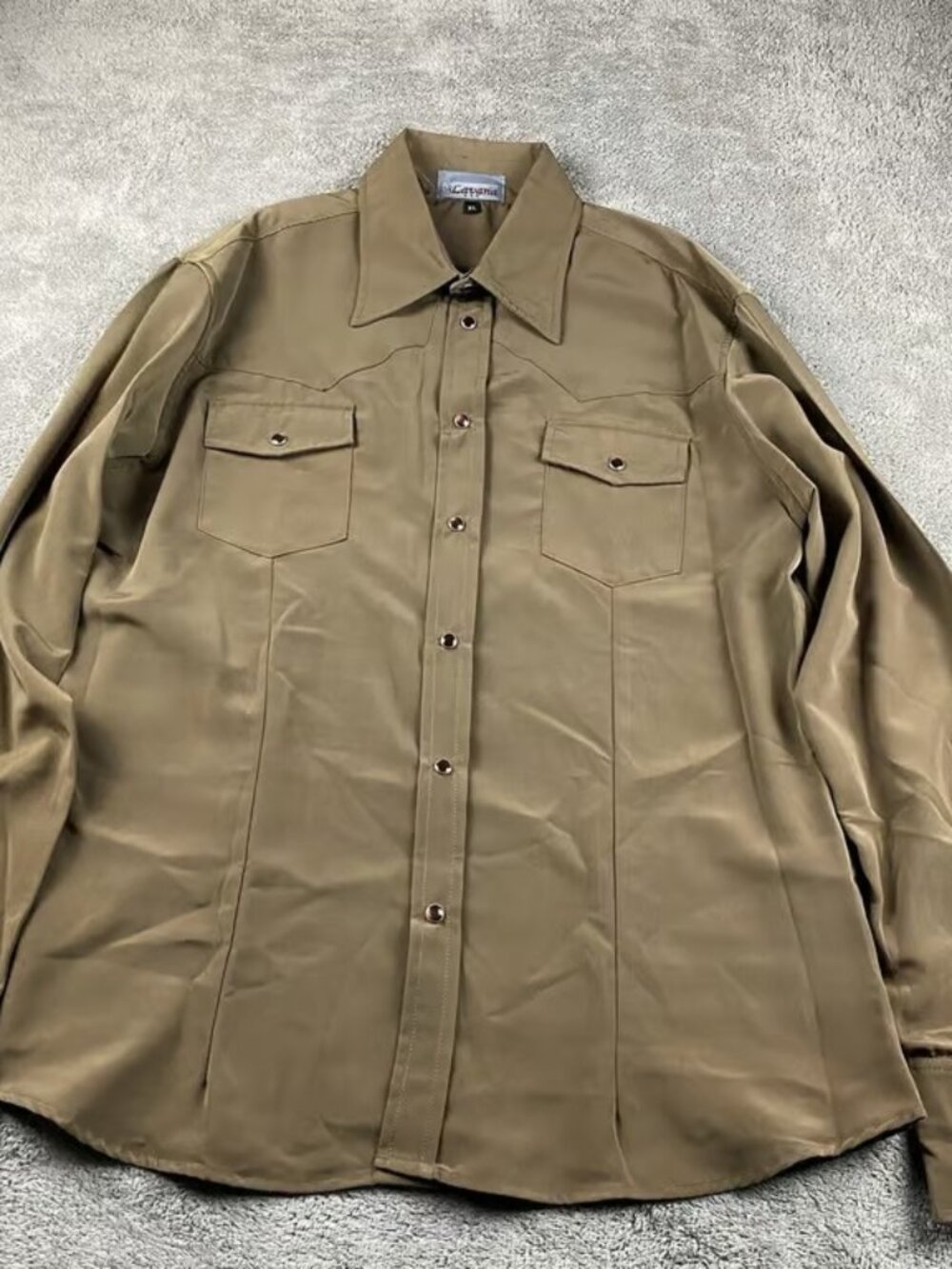 Lavana USA Dress Shirt Snap Buttons Mens XL Brown Long Sleeve